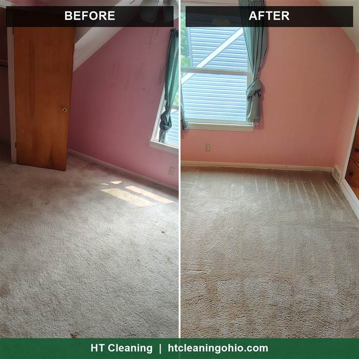 Before and after: bedroom carpet and room deep cleaned