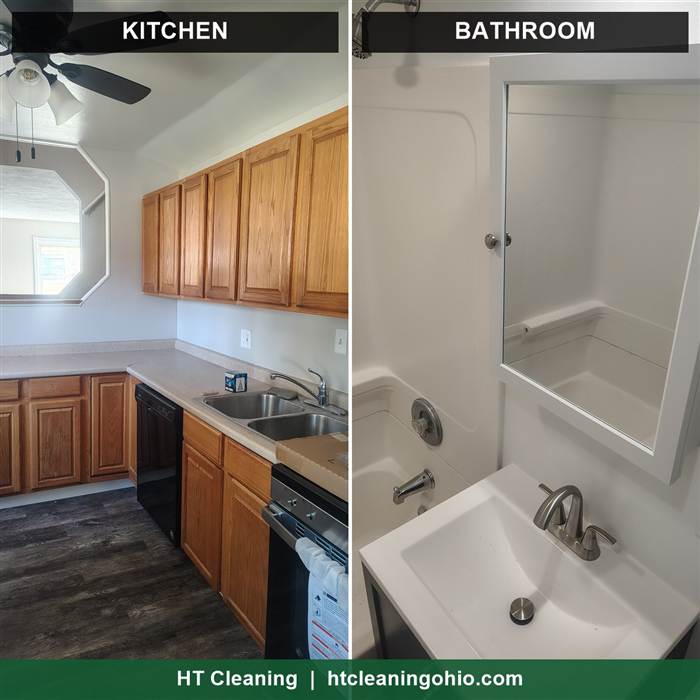Clean kitchen and bathroom after a move-out cleaning